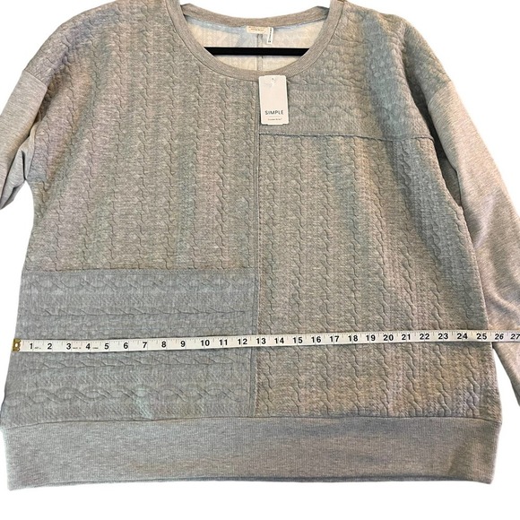 NWT Simple By Suzanne Betro Heather Gray Cable Knit Sweatshirt 2XL - Picture 7 of 14
